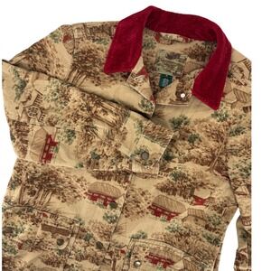 Lauren Ralph Lauren Vintage 80's Toile Barn Jacket Scenic Village Americana